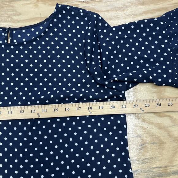 Talbots Polka Dot Bell Sleeve Blouse Top Size Large Chiffon Flowy Cottage - Picture 7 of 11